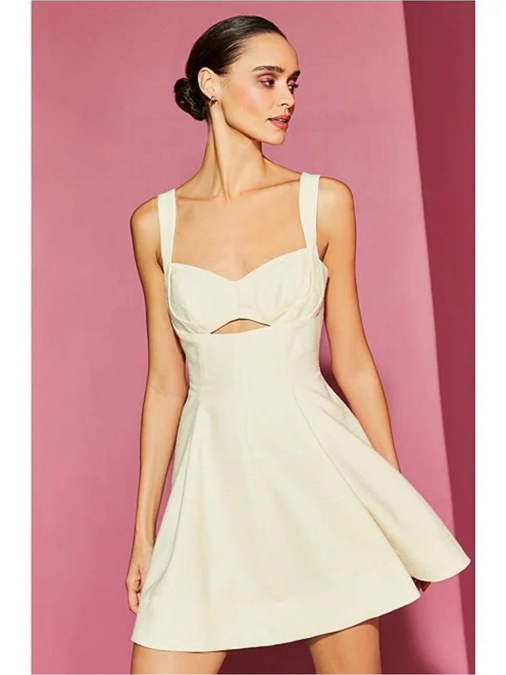 Gianni Bini Cream Cutout Fit-and-Flare Mini Dress